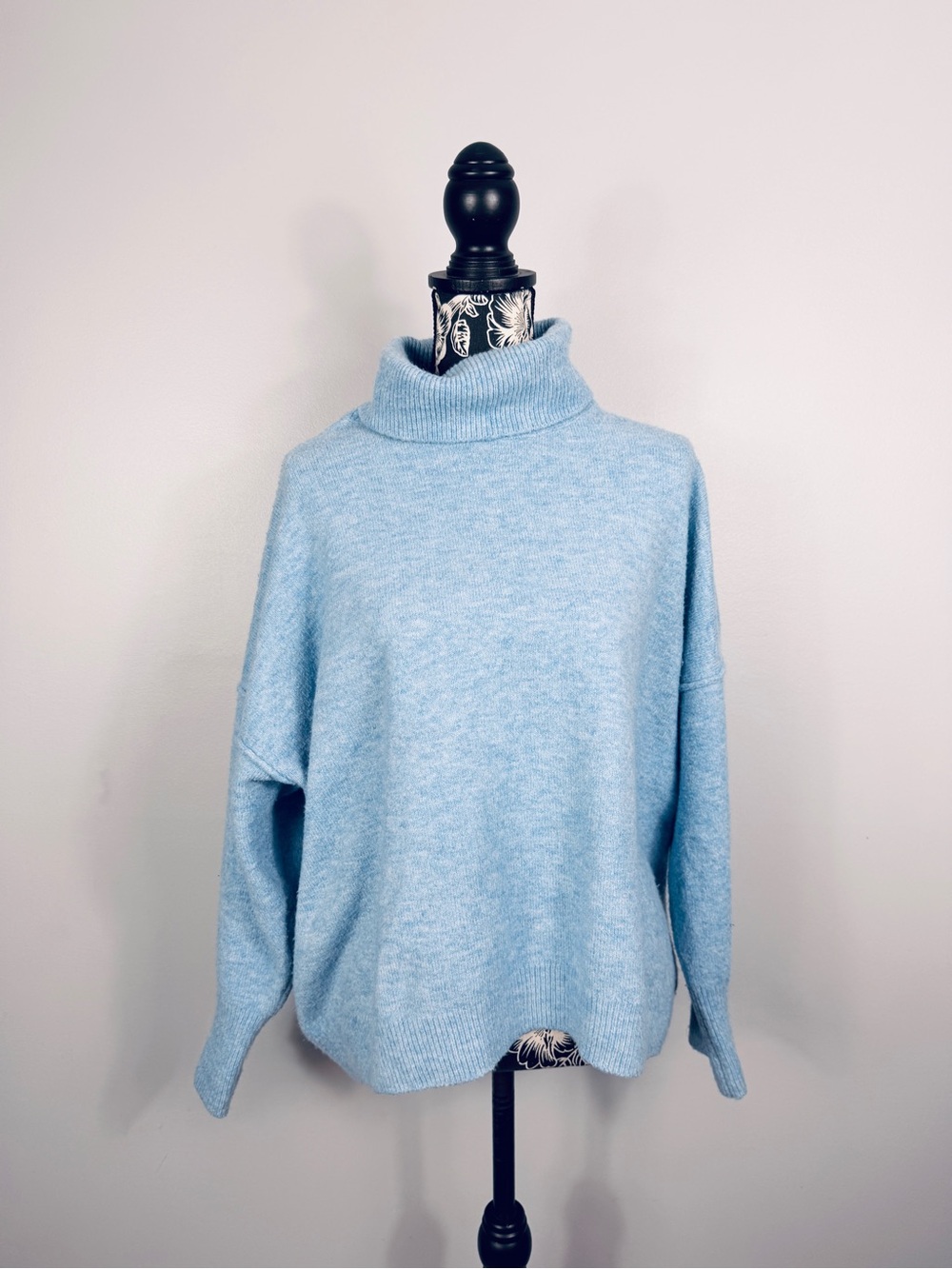 Vince Camuto blue mock neck oversize long sleeve turtleneck sweater size XXL